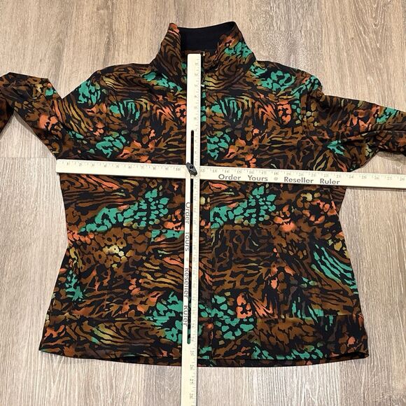 Chicos Zenergy Jacket Size 3 XL Leopard Print Zip Pockets Stretch Brown Green - Picture 3 of 9